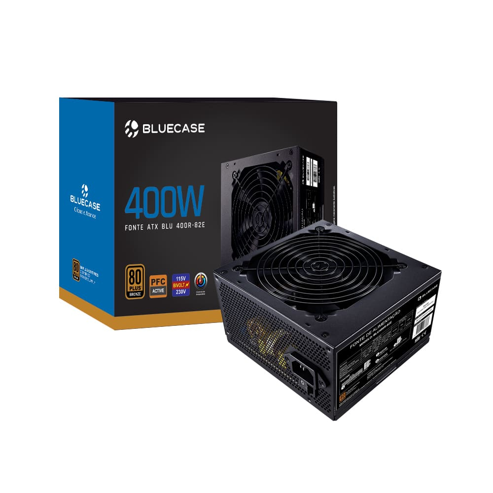 FONTE DE ALIMENTACAO ATX 400W REAL 80 PLUS BRONZE (BLU400R-82E) - BLUECASE - 1