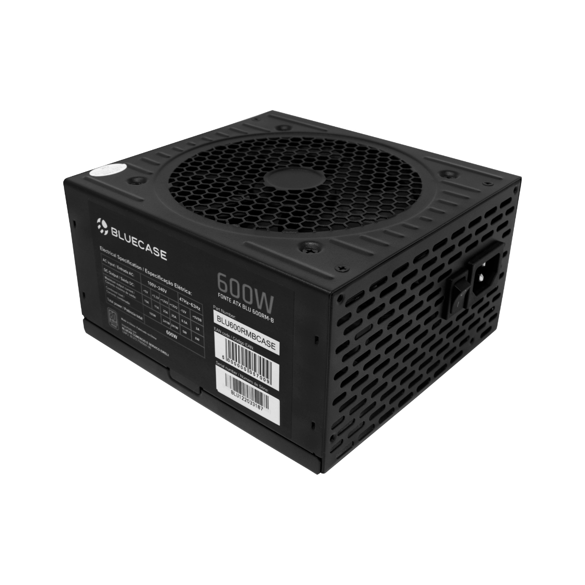 FONTE DE ALIMENTAÇÃO ATX 600W REAL 80 PLUS BRONZE (BLU600R-B) - BLUECASE - 1