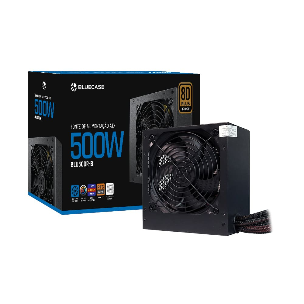 FONTE DE ALIMENTAÇÃO ATX 500W REAL 80 PLUS BRONZE (BLU500R-B) - BLUECASE - 1