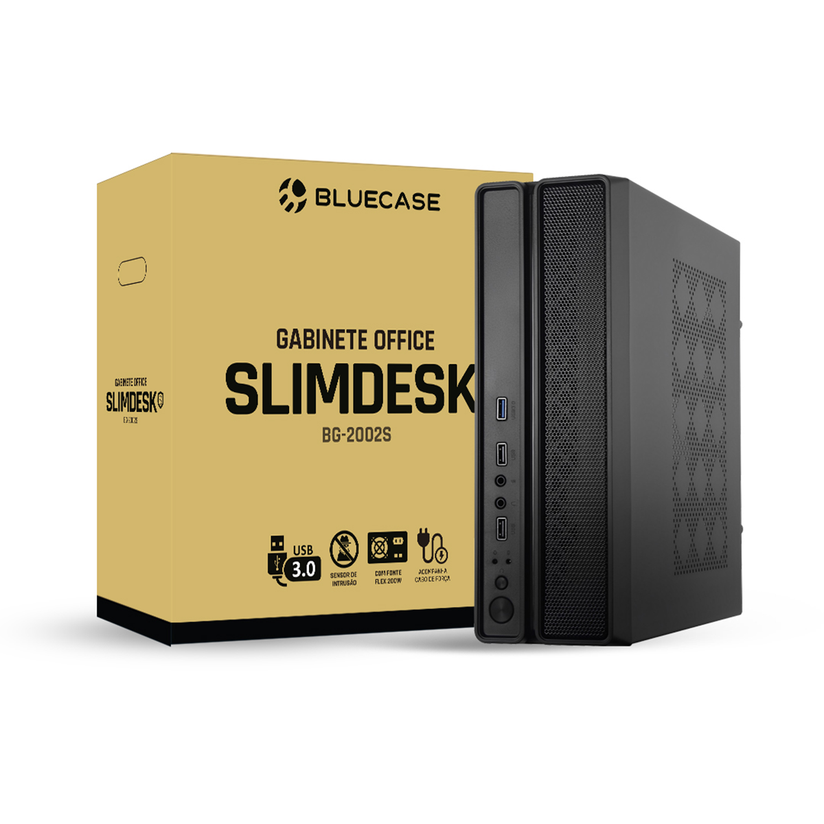 GABINETE SLIM COM SENSOR DE INTRUSÃO E FONTE 200W BG-2002S - 1
