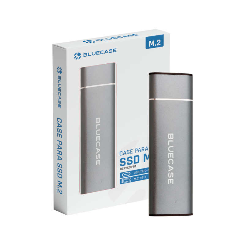 CASE PARA SSD M.2 NGFF SATA CINZA USB-C BCPM2C-01 - BLUECASE - 1