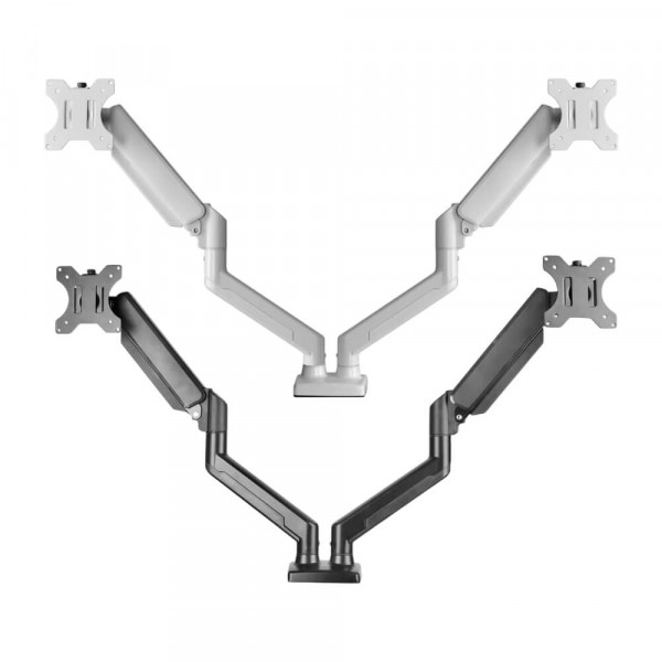 SUPORTE DE MESA ERGO FLEXY PARA DOIS MONITORES ARTICULADO C/ PISTAO A GAS 12" A 32" BLUECASE - ATE 10+10KG